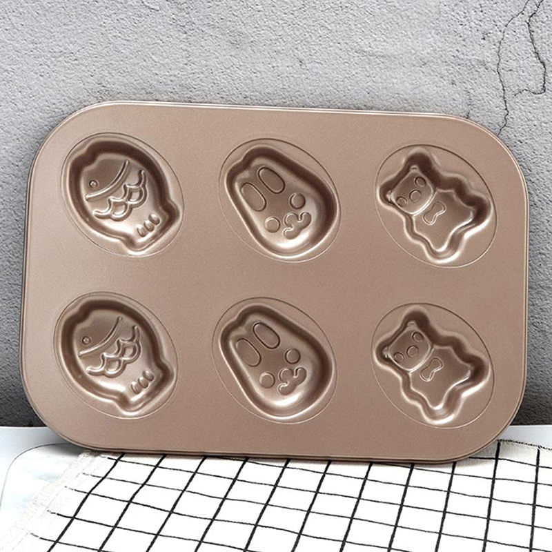 Mini Pancake Griddle - 1 個ケーキクッキーパンケーキ炭素鋼ノンスティックベーキングトレイ漫画の形の型キッチンパーティー用品