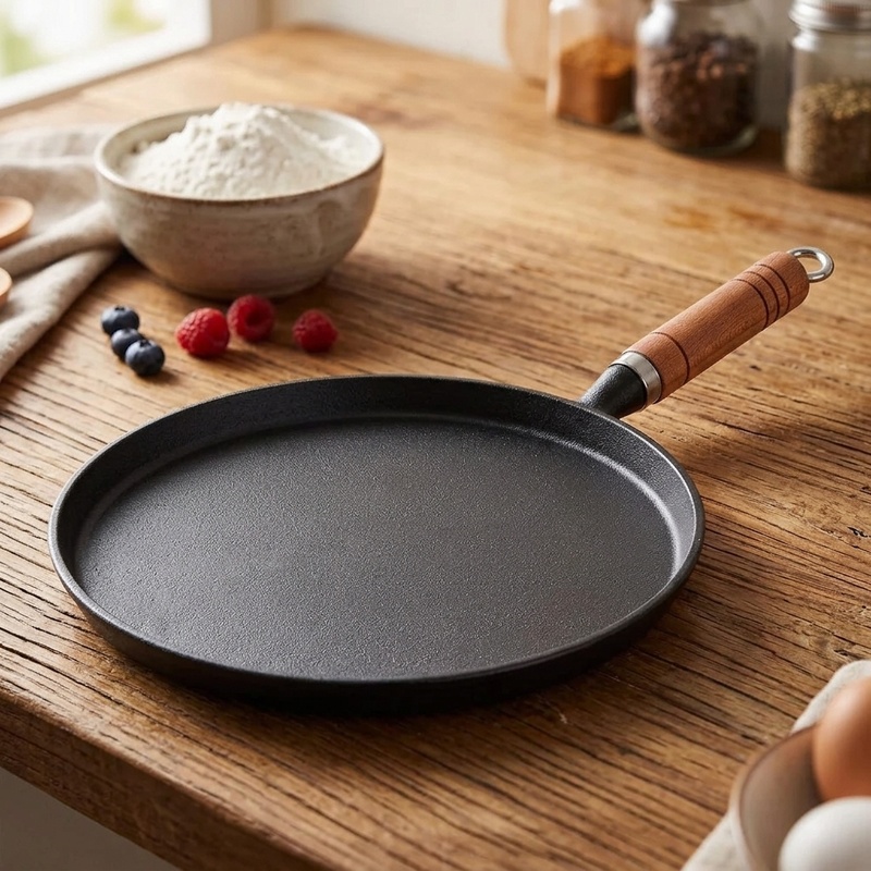 Egg Waffle Pan - 20/23/26cm 鋳鉄製フライパン 未コーティング ノンスティック エッグパンケーキパン クレープメーカー
