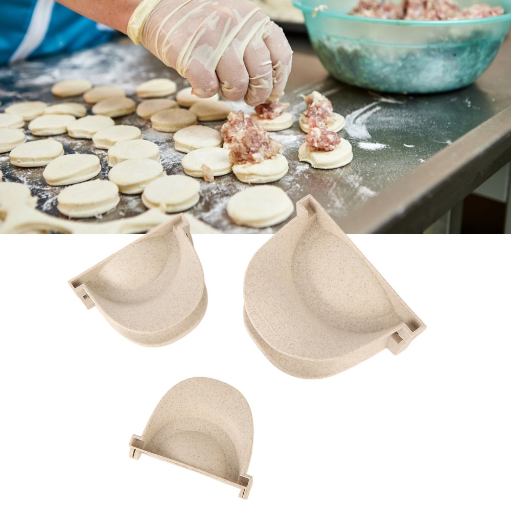 Dumpling Press Set - プラスチック製ステンレス鋼餃子製造キット ブルー ピンク ベージュ シルバー 手動餃子プレス型セット