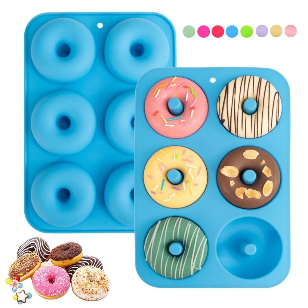 Donut Mold Silicone - 新しいシリコン製ドーナツ型、耐熱性、ノンスティック加工、柔軟な丸型ベーキングパン、ベーキング用具、チョコレート作り用