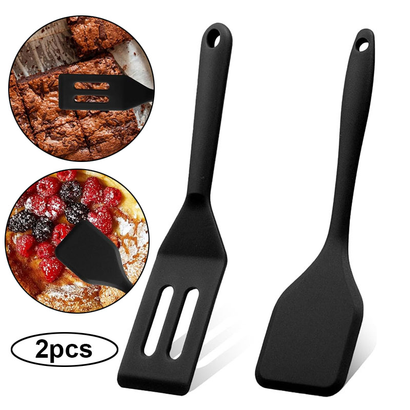 Okonomiyaki Spatula - 2 個ミニシリコーンブラウニーサービングヘラセット耐熱調理ヘラフリップ卵クレープステーキピザキッチン用品