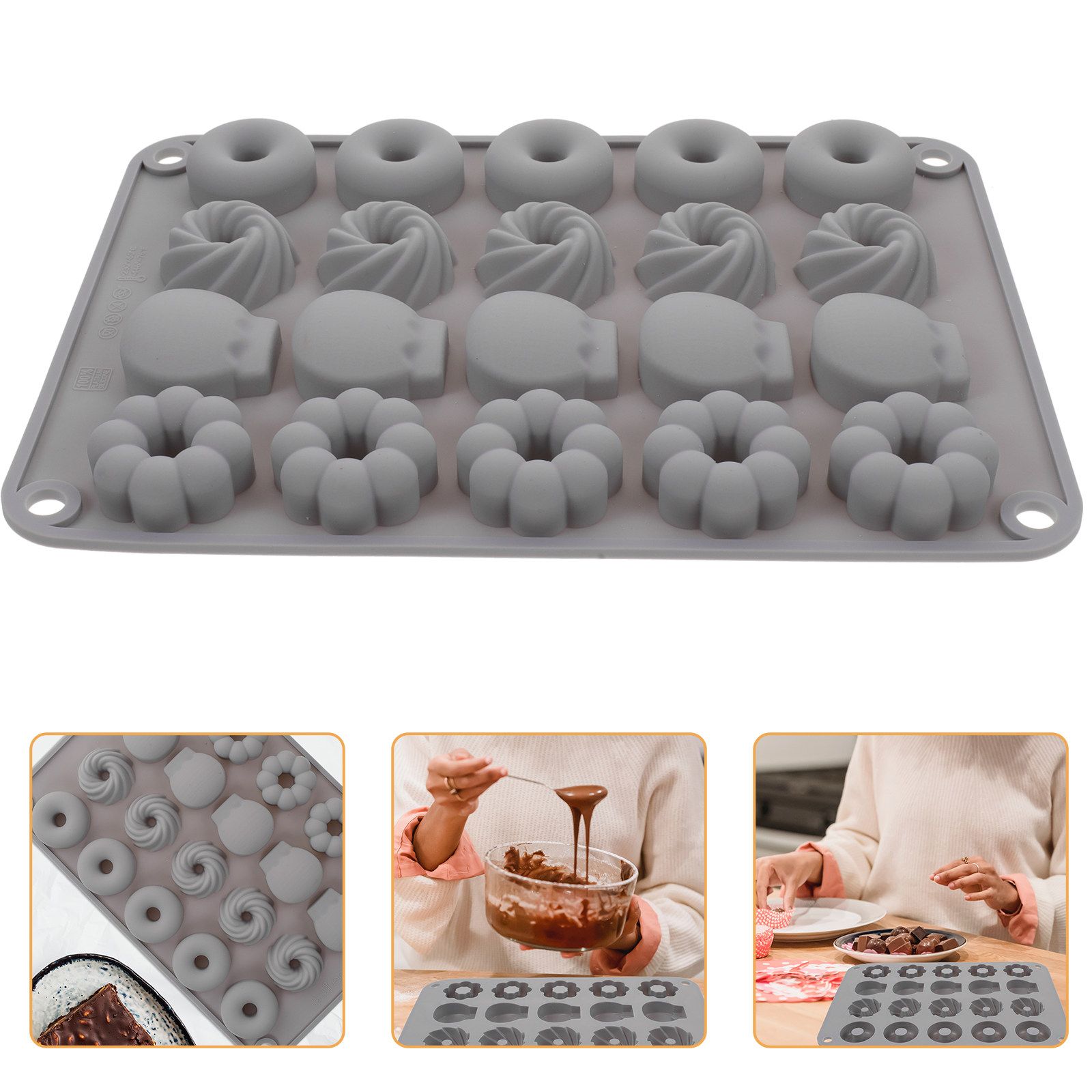 Donut Mold Silicone - ミニドーナツシリコンモールド 耐熱 チョコレート ゼリー キャンディー ベーキングモールド