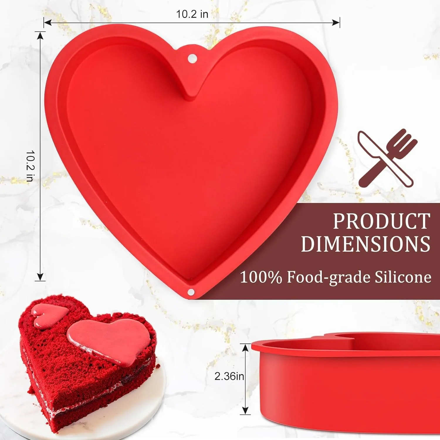 Bunny Cake Mold - 8/10インチシリコンハート型ケーキパンノンスティックハートケーキバレンタインデーベーキングハートケーキ型耐熱皿キッチン用品ツール