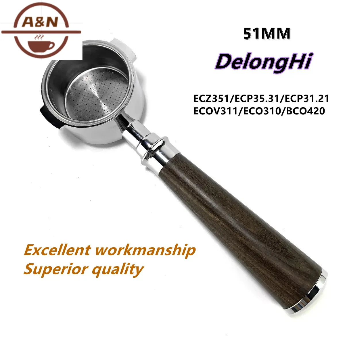 Delonghi Espresso Ecp3420 - 51mm 304 ステンレススチール製ボトムレスコーヒーポルタフィルター デロンギ スティローサ EC260BK