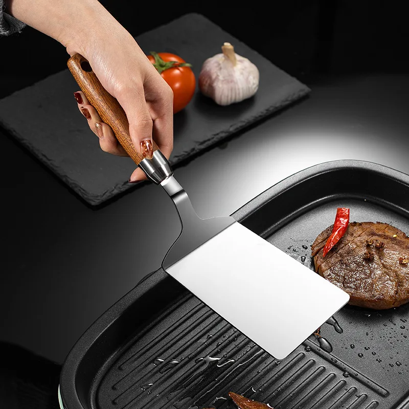 ステンレス鋼角頭ステーキ調理ヘラピザシャベルパンケーキビーフ - Okonomiyaki Spatula のレビューと価格