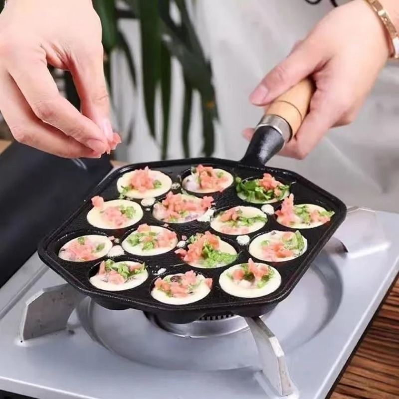 プロの誘導鋳鉄ガスストーブベーキングパン、14穴、パンケーキ - Takoyaki Grill Plate のレビューと価格