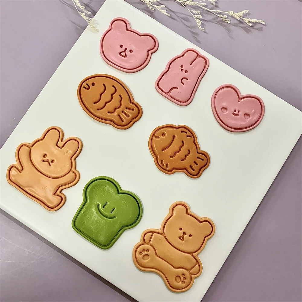 かわいい動物クッキーエンボススタンプ魚クマウサギケーキ型愛ハ - Bunny Cake Mold のレビューと価格