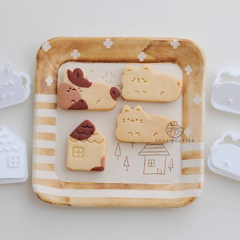 漫画の動物クッキーカッター動物かわいい猫ウサギクマビスケット - Bunny Cake Mold のレビューと価格