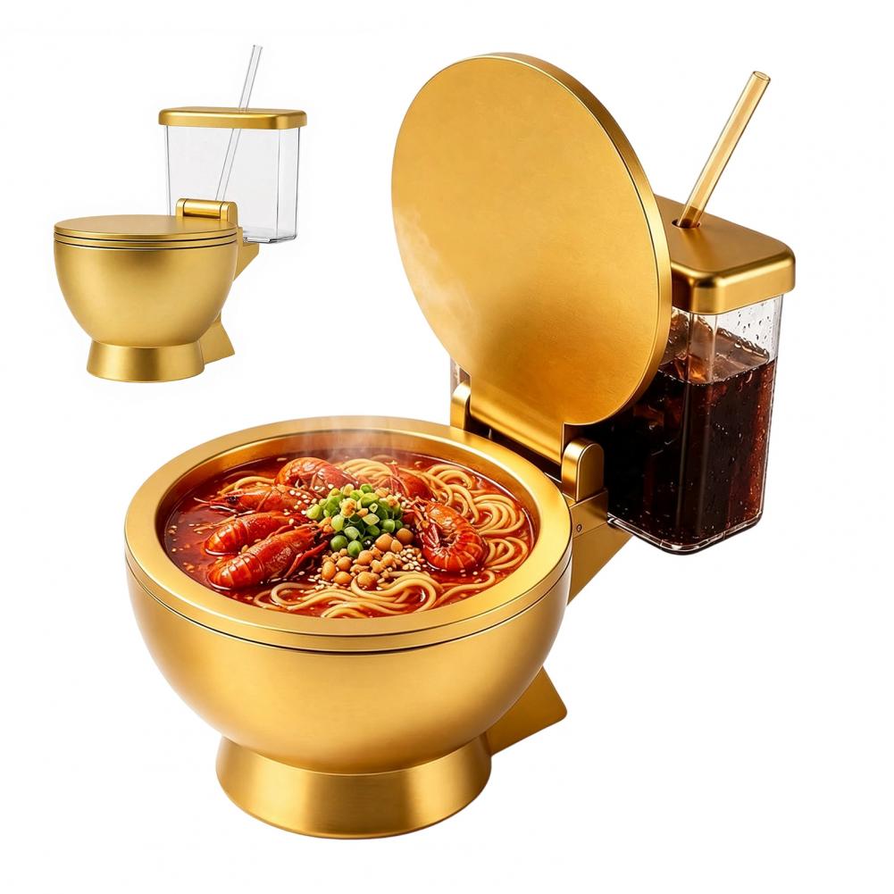 トイレ型ラーメンボウルセット、内蔵ドリンクカップとストローデ - Dim Sum Basket のレビューと価格